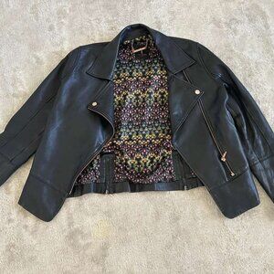 Ted Baker London Lizia Minimal Biker Jacket Black - Size 4